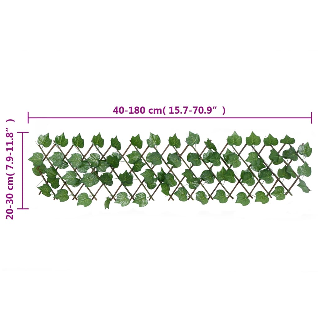 vidaXL Konstväxt druvblad spaljé expanderbar grön 180x20 cm
