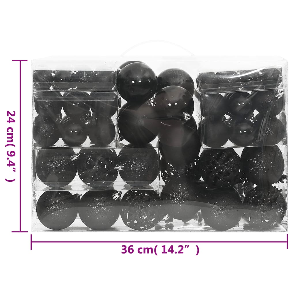 vidaXL Julgranskulor 111 delar svart polystyren