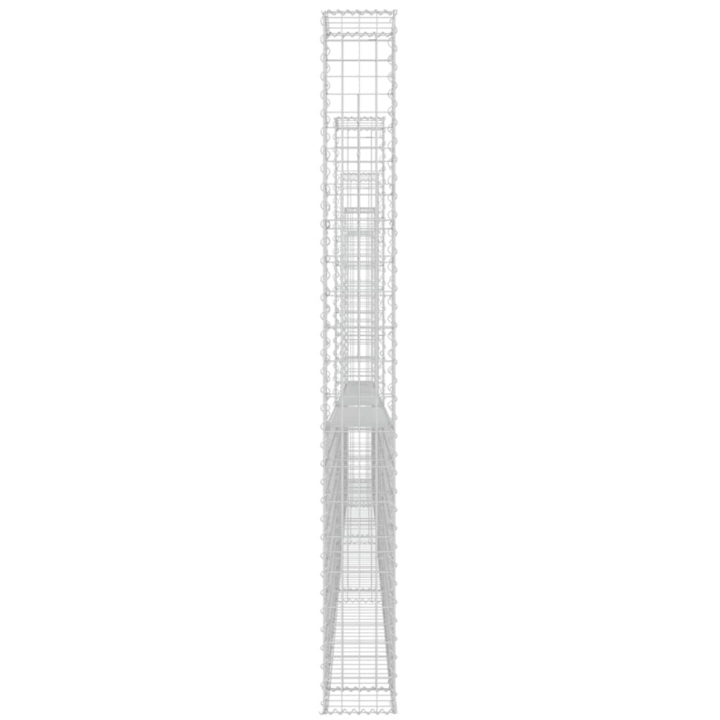 vidaXL U-formad gabionkorg med 6 stolpar järn 620x20x200 cm