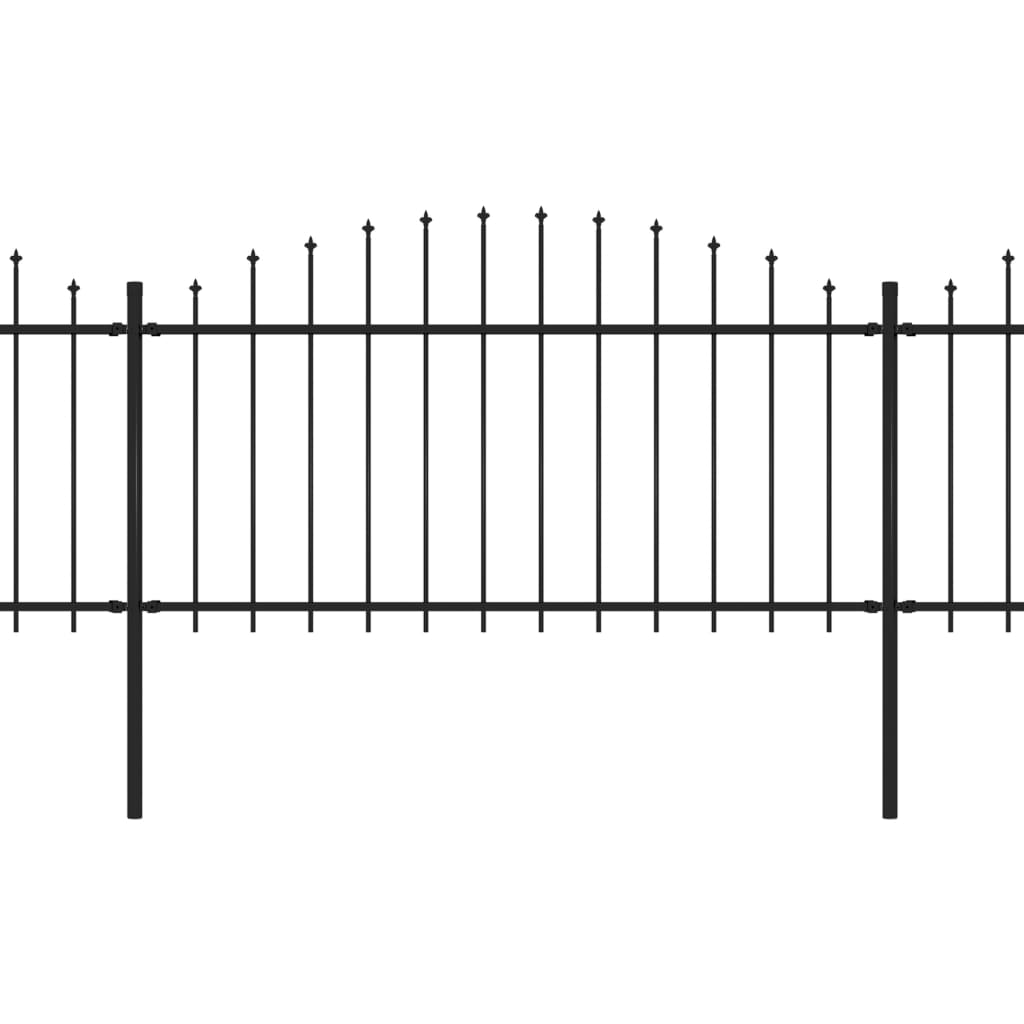 vidaXL Trädgårdsstaket med spjuttopp stål (1,25-1,5)x8,5 m svart