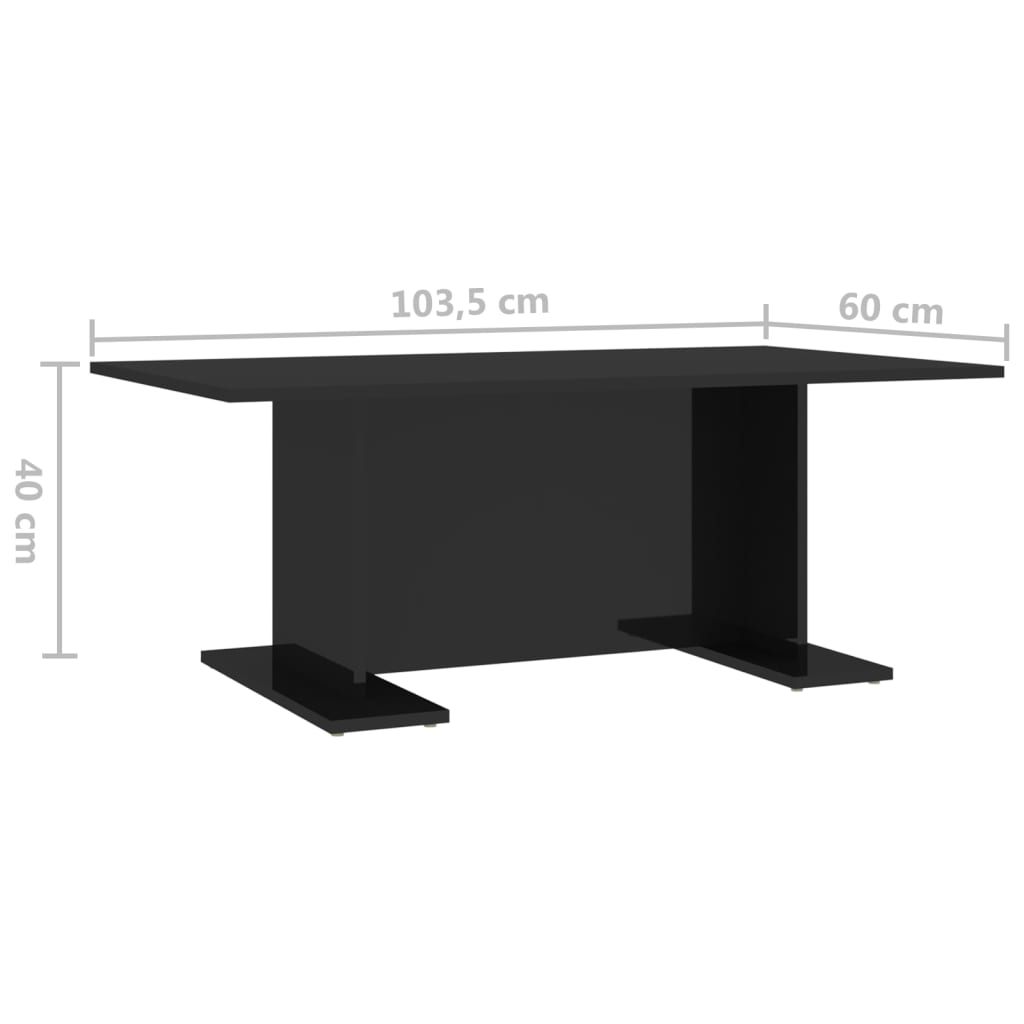 vidaXL Soffbord svart högglans 103,5x60x40 cm spånskiva