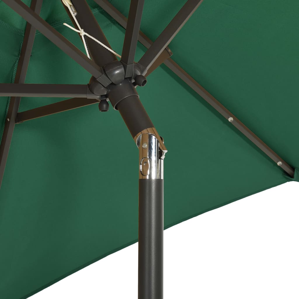 vidaXL Parasoll med LED-lampor grön 200x211 cm aluminium