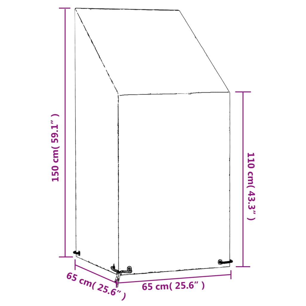 vidaXL Överdrag för utemöbler 2 st 8 ölj. 65x65x110/150 cm polyeten
