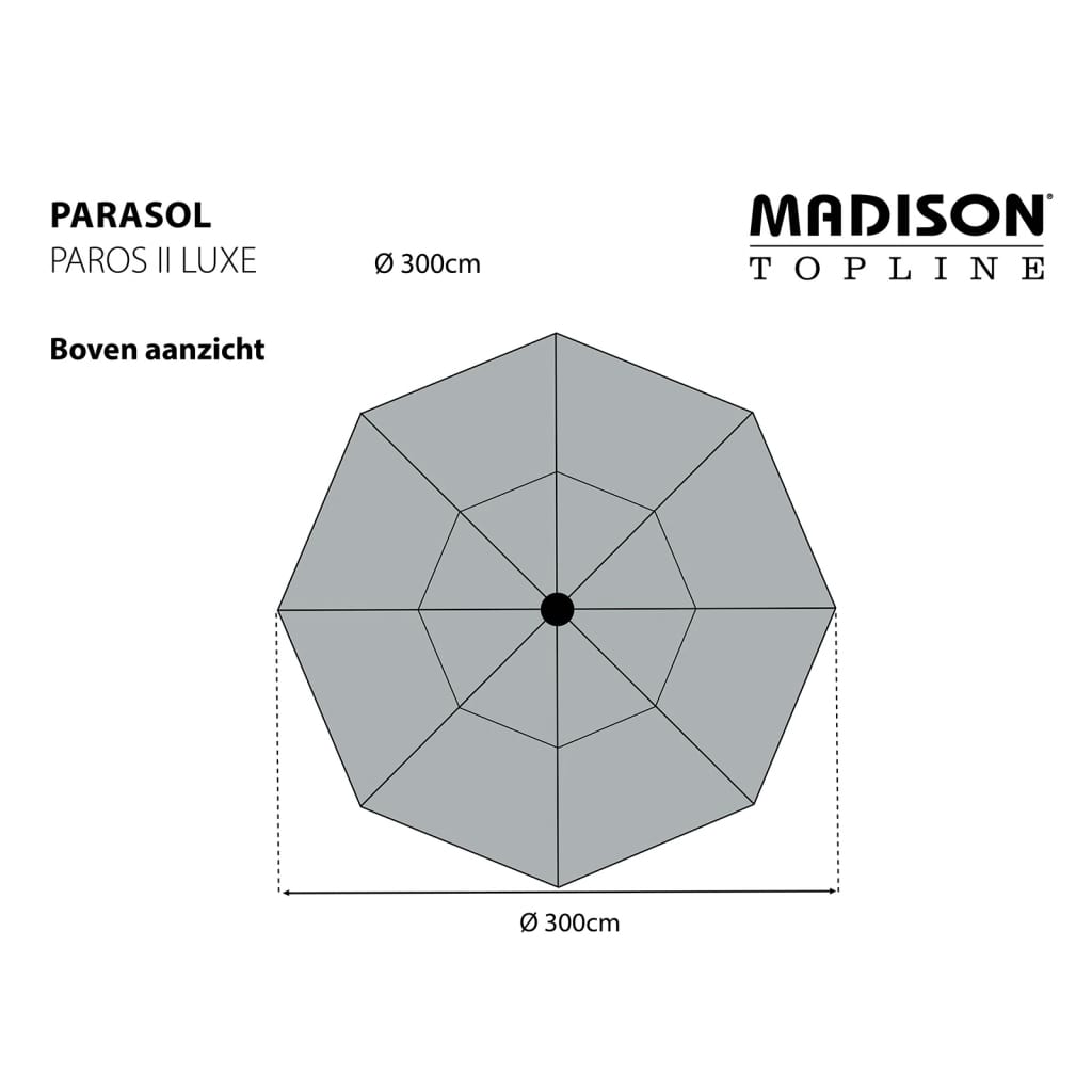Madison Parasoll Paros II Luxe 300 cm ljusgrå