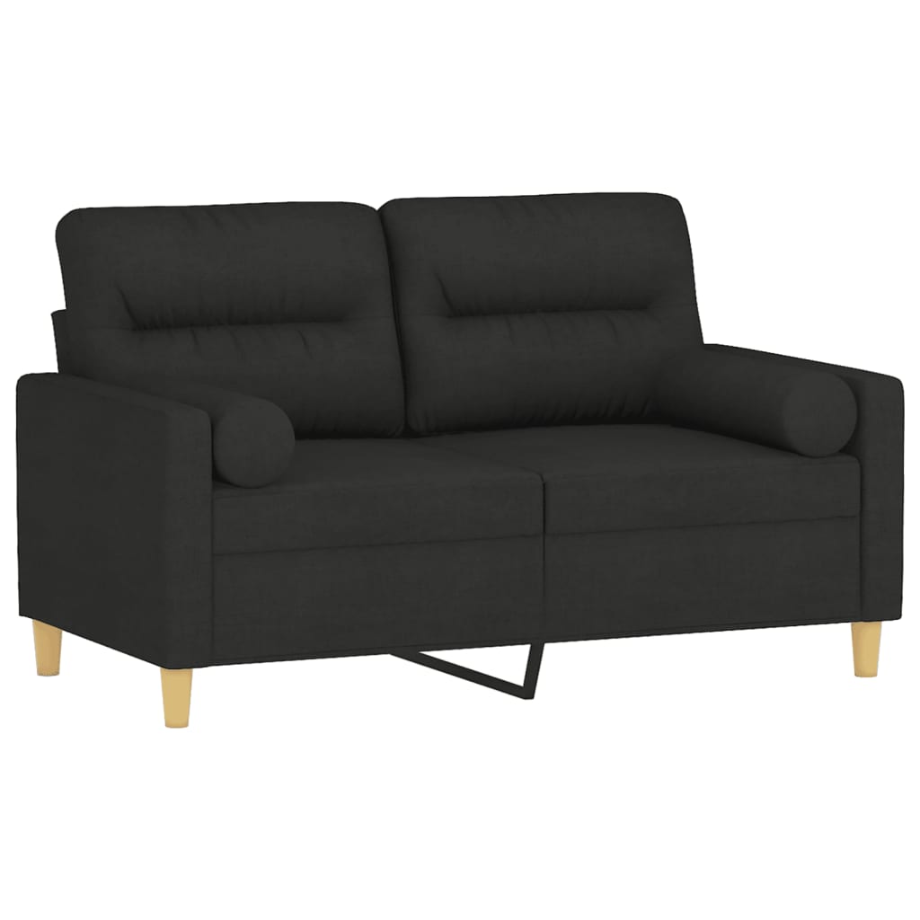 vidaXL 2-sits soffa med prydnadskuddar svart 120 cm tyg