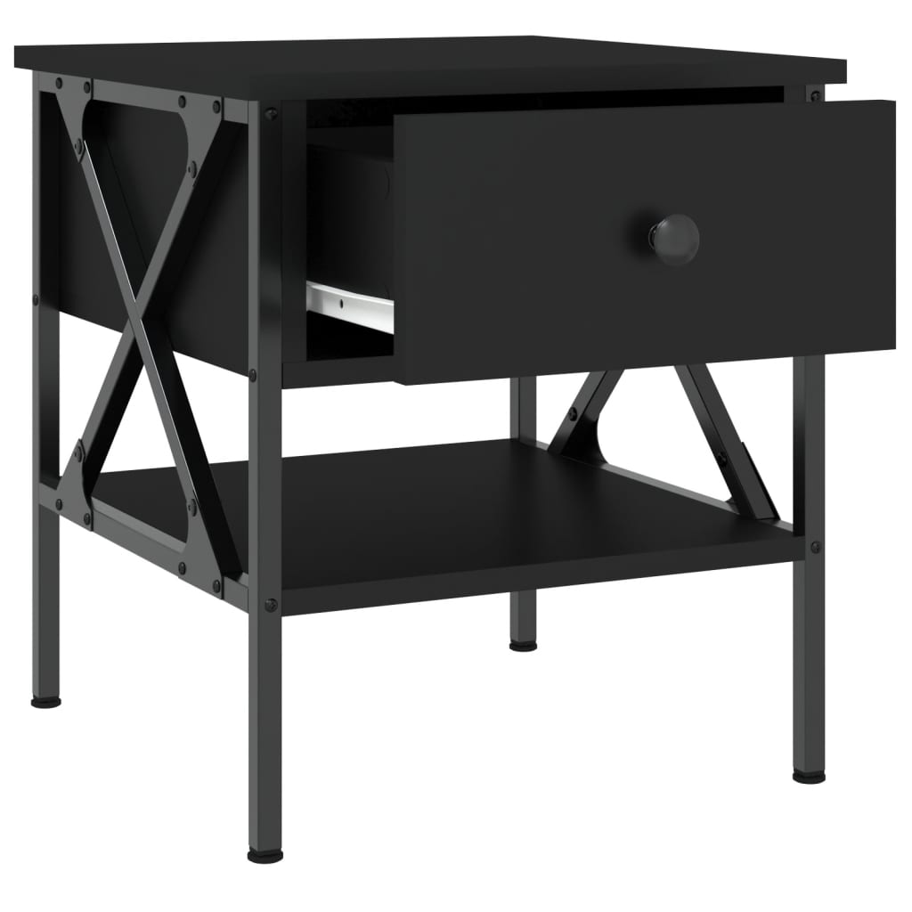vidaXL Sängbord 2 st svart 40x42x45 cm konstruerat trä