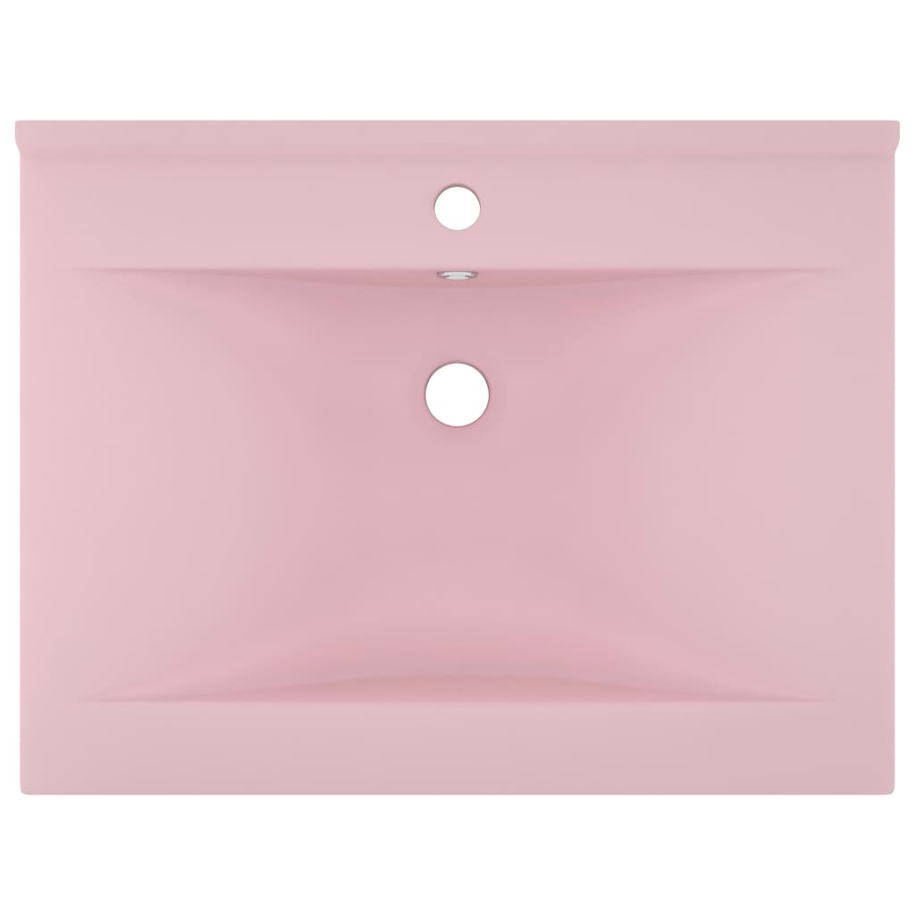 vidaXL Lyxigt handfat med kranhål matt rosa 60x46 cm keramik
