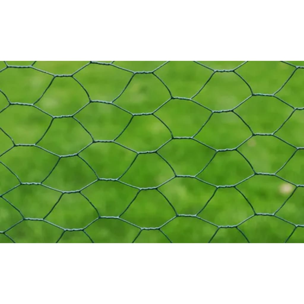 vidaXL Nätstängsel galvaniserat stål hexagon 1x25 m mörkgrön