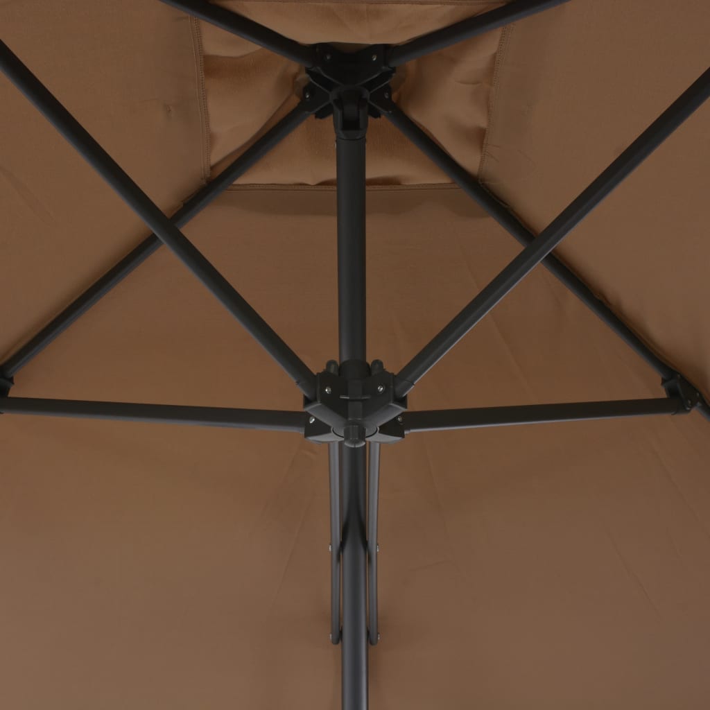 vidaXL Trädgårdsparasoll med stålstång 250x250 cm taupe