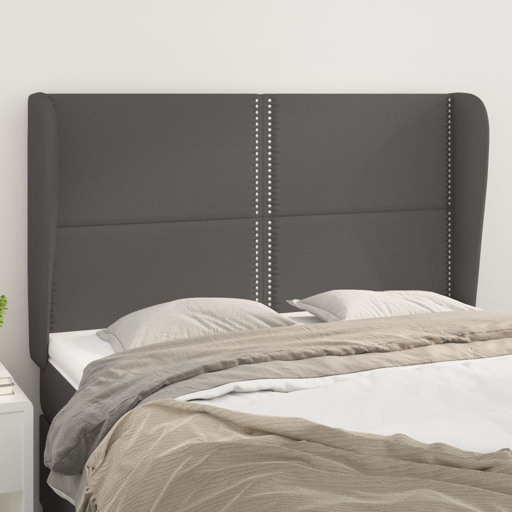 vidaXL Sänggavel med kanter grå 147x23x118/128 cm konstläder