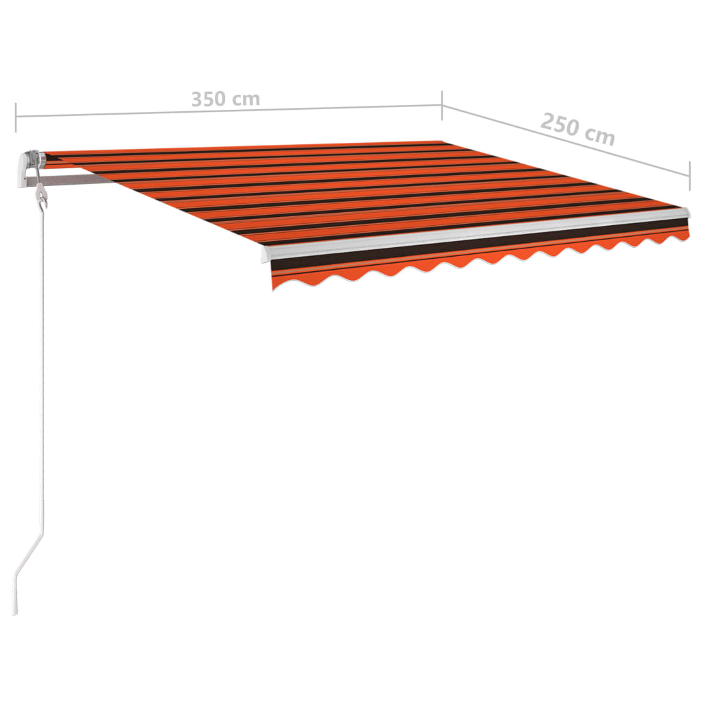 vidaXL Automatisk markis med vindsensor & LED 350x250 cm orange/brun