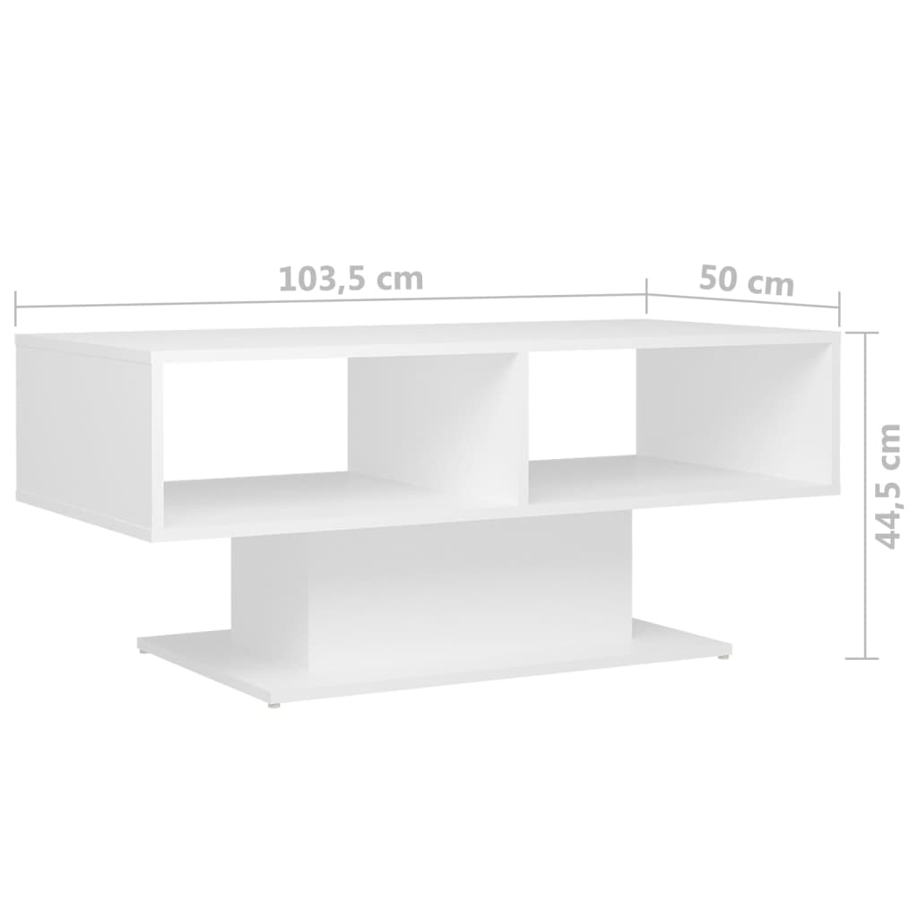 vidaXL Soffbord vit 103,5x50x44,5 cm konstruerat trä