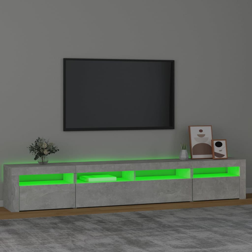 vidaXL Tv-bänk med LED-belysning betonggrå 240x35x40 cm