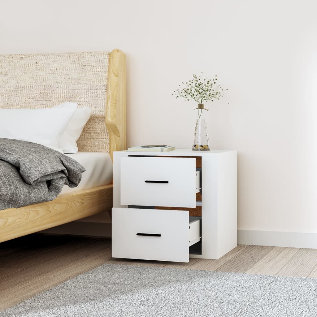 vidaXL Väggmonterade sängbord vit 50x36x47 cm