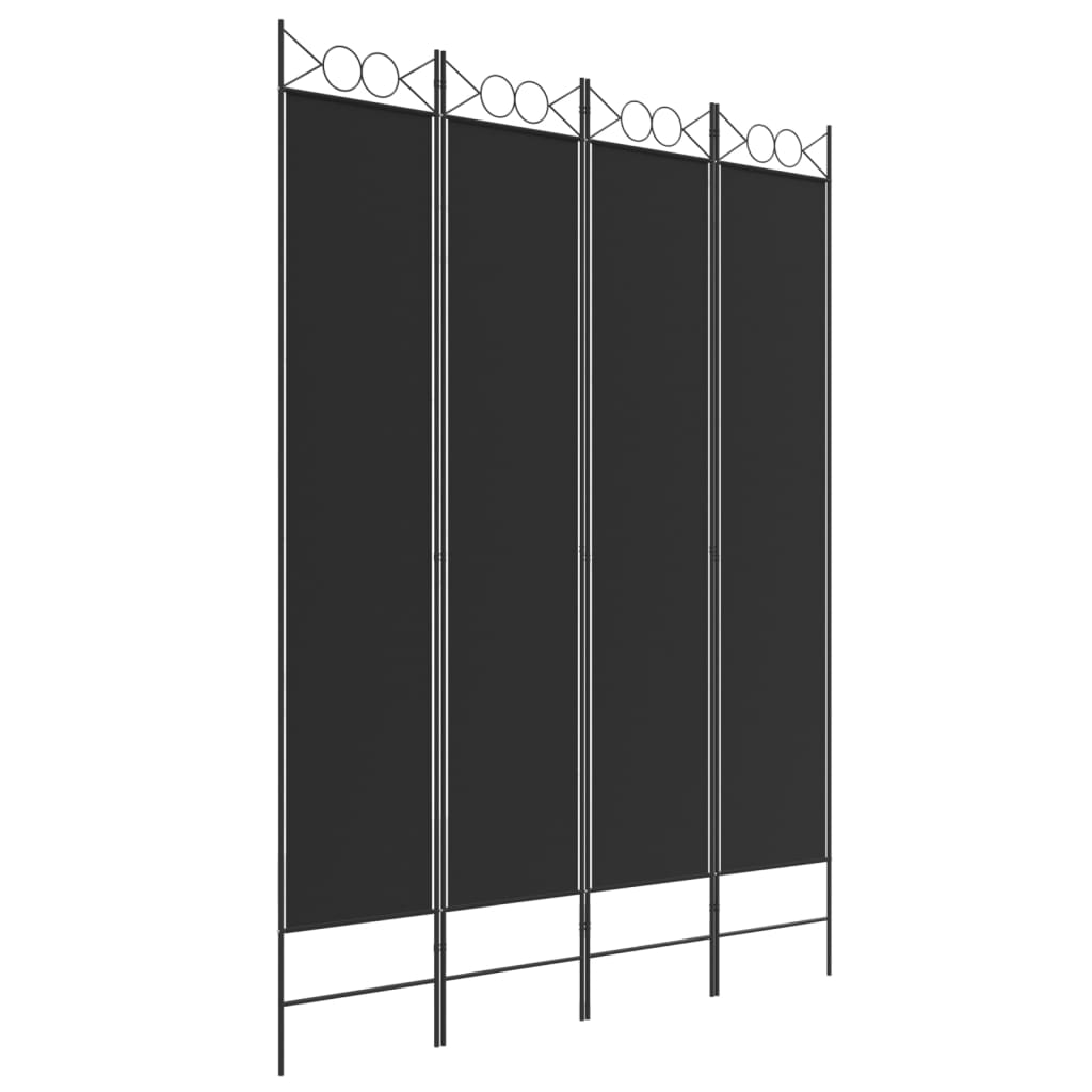 vidaXL Rumsavdelare 4 paneler svart 120x220 cm tyg