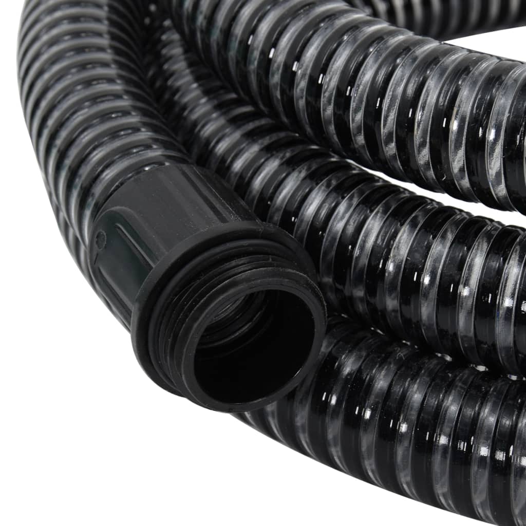 vidaXL Sugslang med kopplingar mässing svart 1,1" 3 m PVC