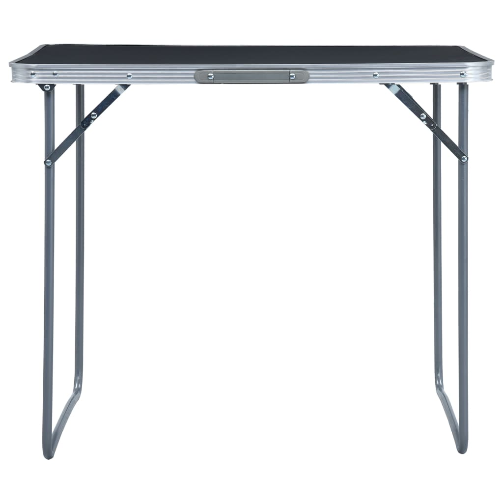 vidaXL Hopfällbart campingbord med metallram 80x60 cm grå