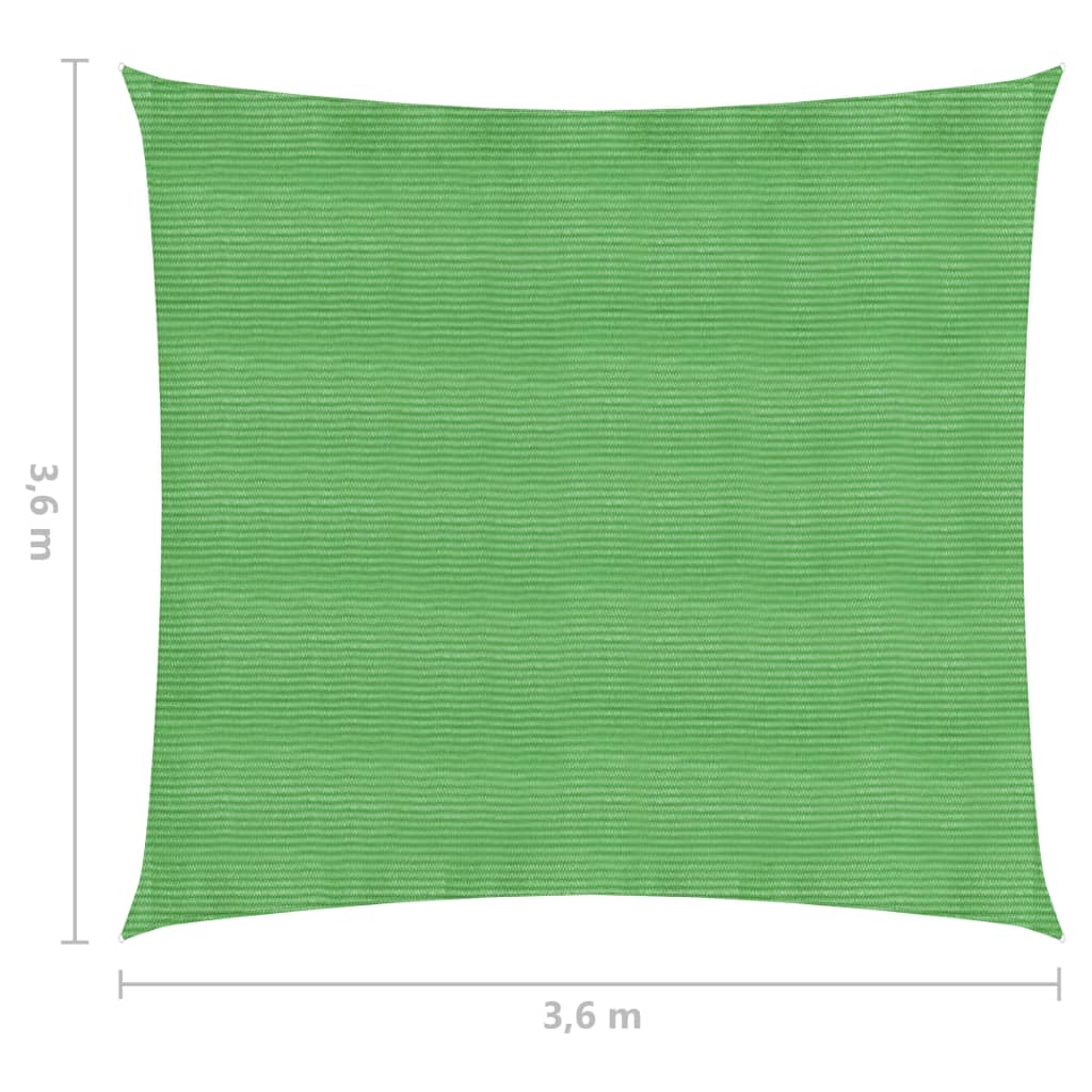 vidaXL Solsegel 160 g/m² ljusgrön 3,6x3,6 m HDPE