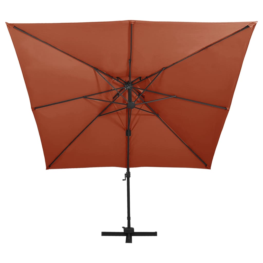 vidaXL Frihängande parasoll med ventilation 300x300 cm terrakotta