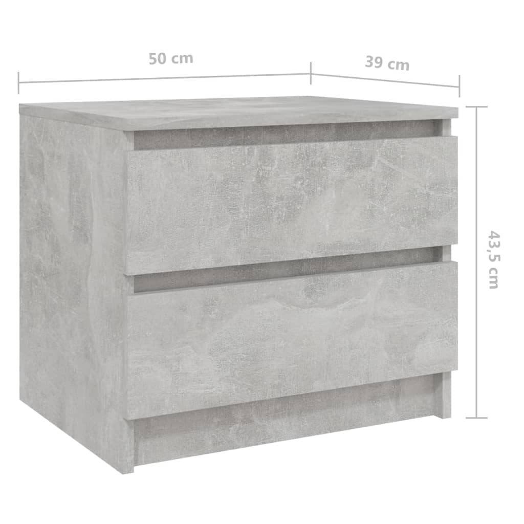 vidaXL Sängbord 2 st betonggrå 50x39x43,5 cm konstruerat trä