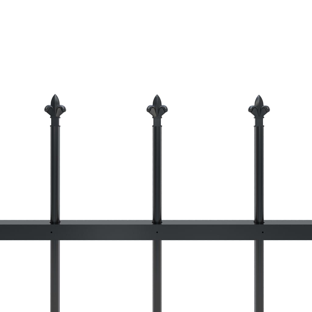 vidaXL Trädgårdsstaket med spjuttopp stål 10,2x0,6 m svart