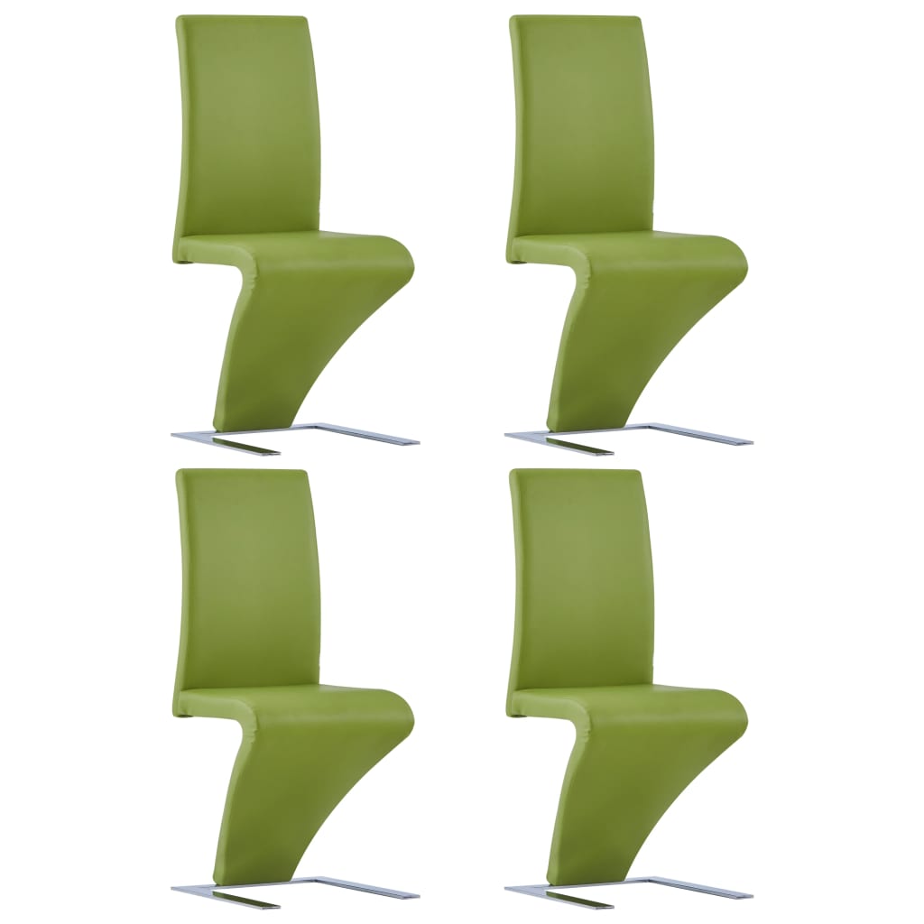 vidaXL Matstolar med sicksack-form 4 st grön konstläder