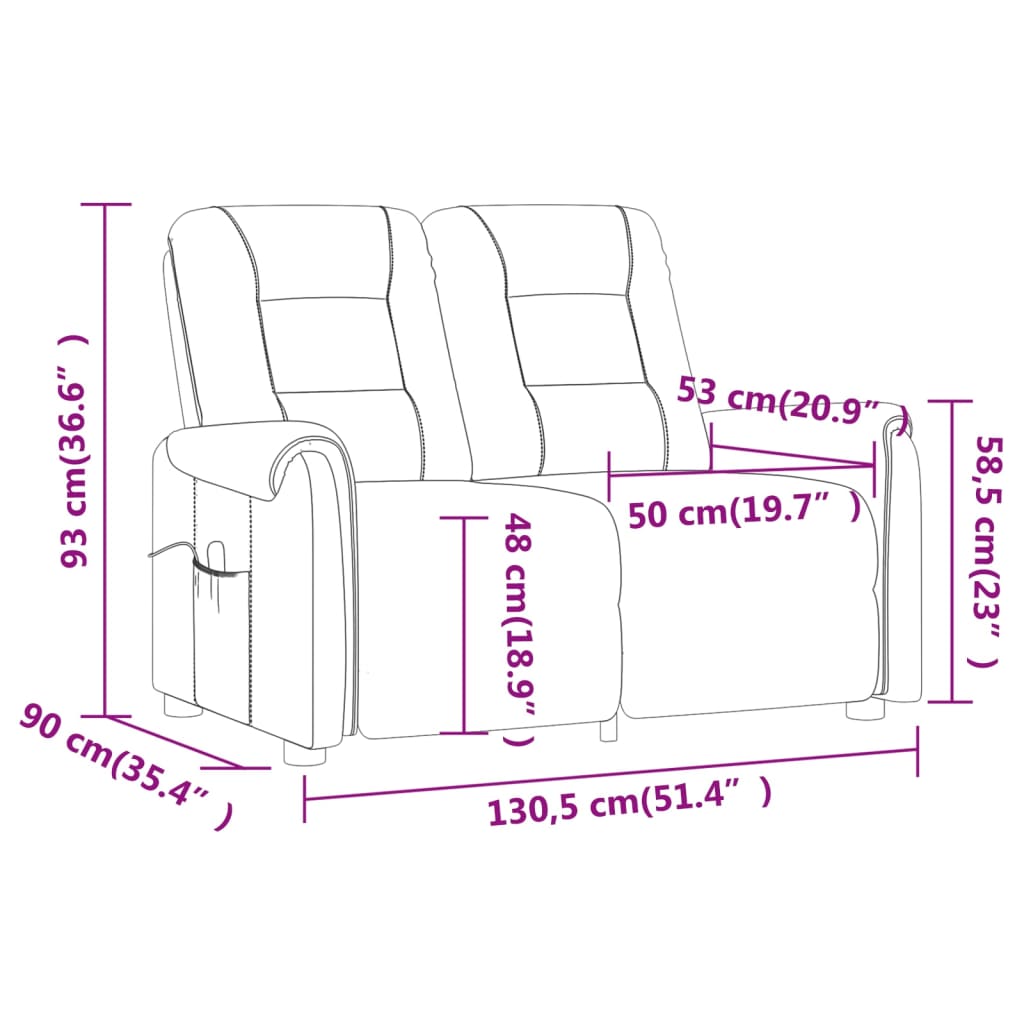 vidaXL 2-sits reclinerfåtölj taupe mikrofibertyg
