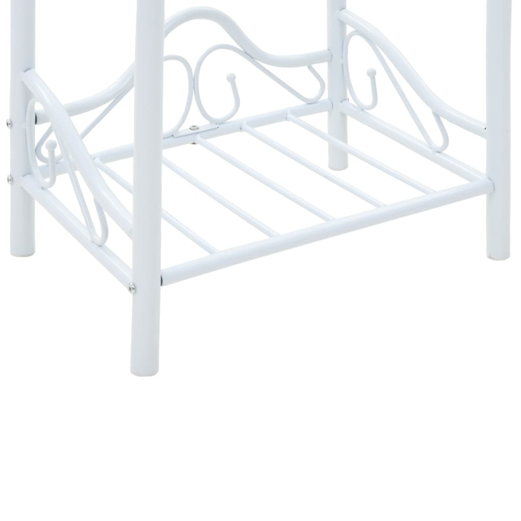 vidaXL Sängbord stål och härdat glas 45x30,5x60 cm vit