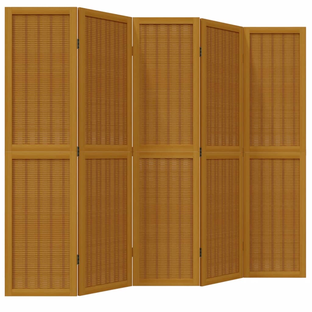 vidaXL Rumsavdelare 5 paneler brun massivt kejsarträ
