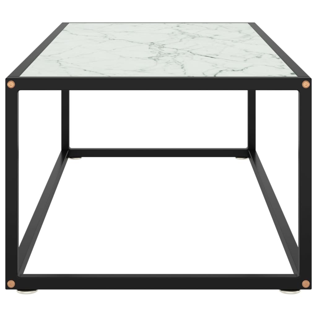 vidaXL Soffbord svart med vit marmor glas 100x50x35 cm