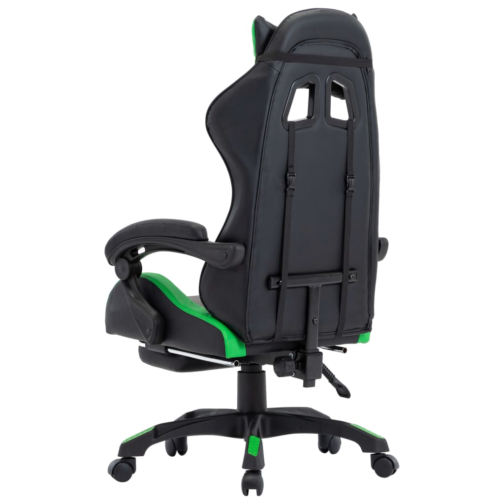 vidaXL Gamingstol med fotstöd grön och svart konstläder