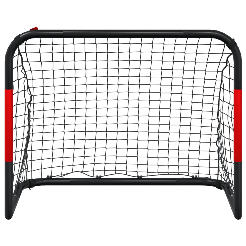 vidaXL Fotbollsmål med nät röd och svart 90x48x71 cm stål