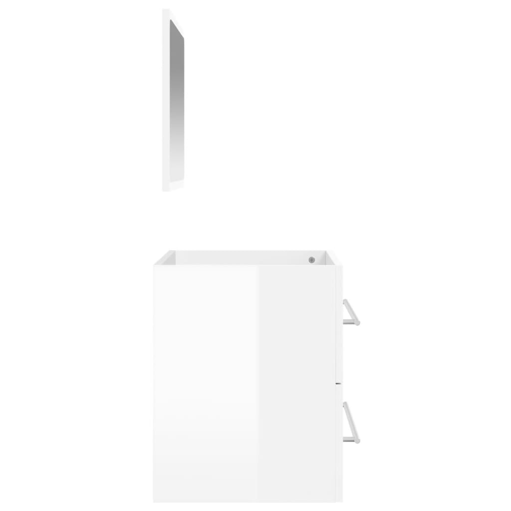 vidaXL Badrumsskåp med spegel högglans vit konstruerat trä