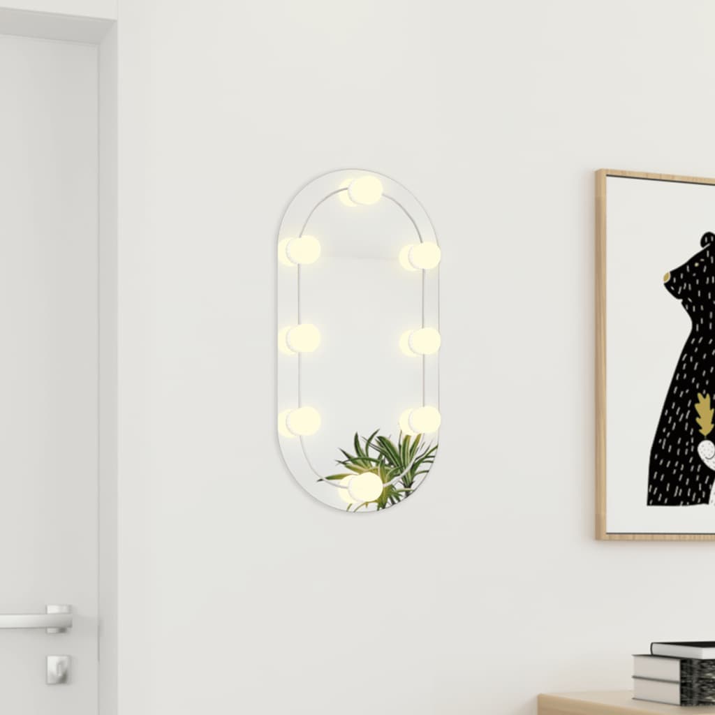 vidaXL Spegel med LED-lampor 60x30 cm glas oval
