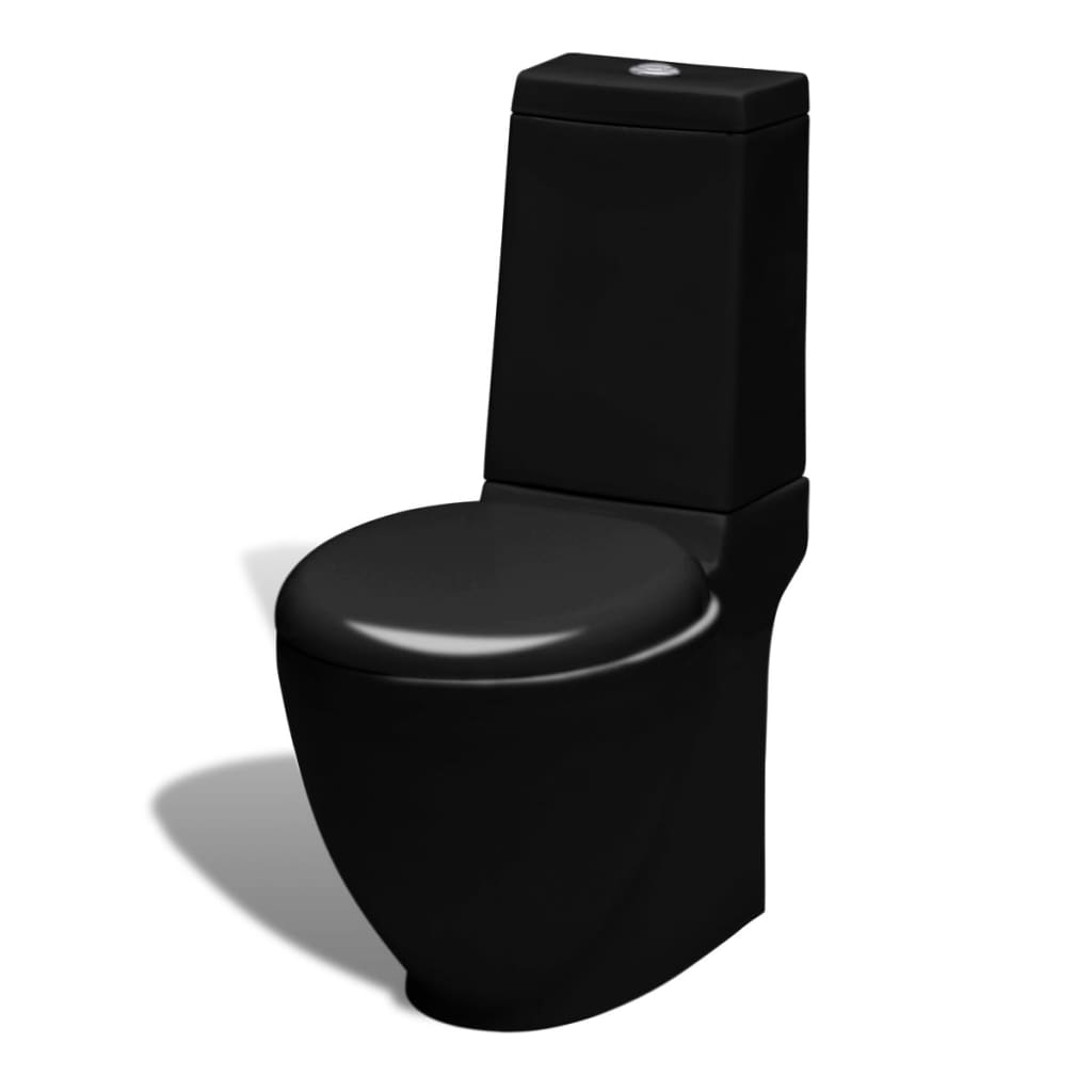 vidaXL Keramisk toalett och bidé svart