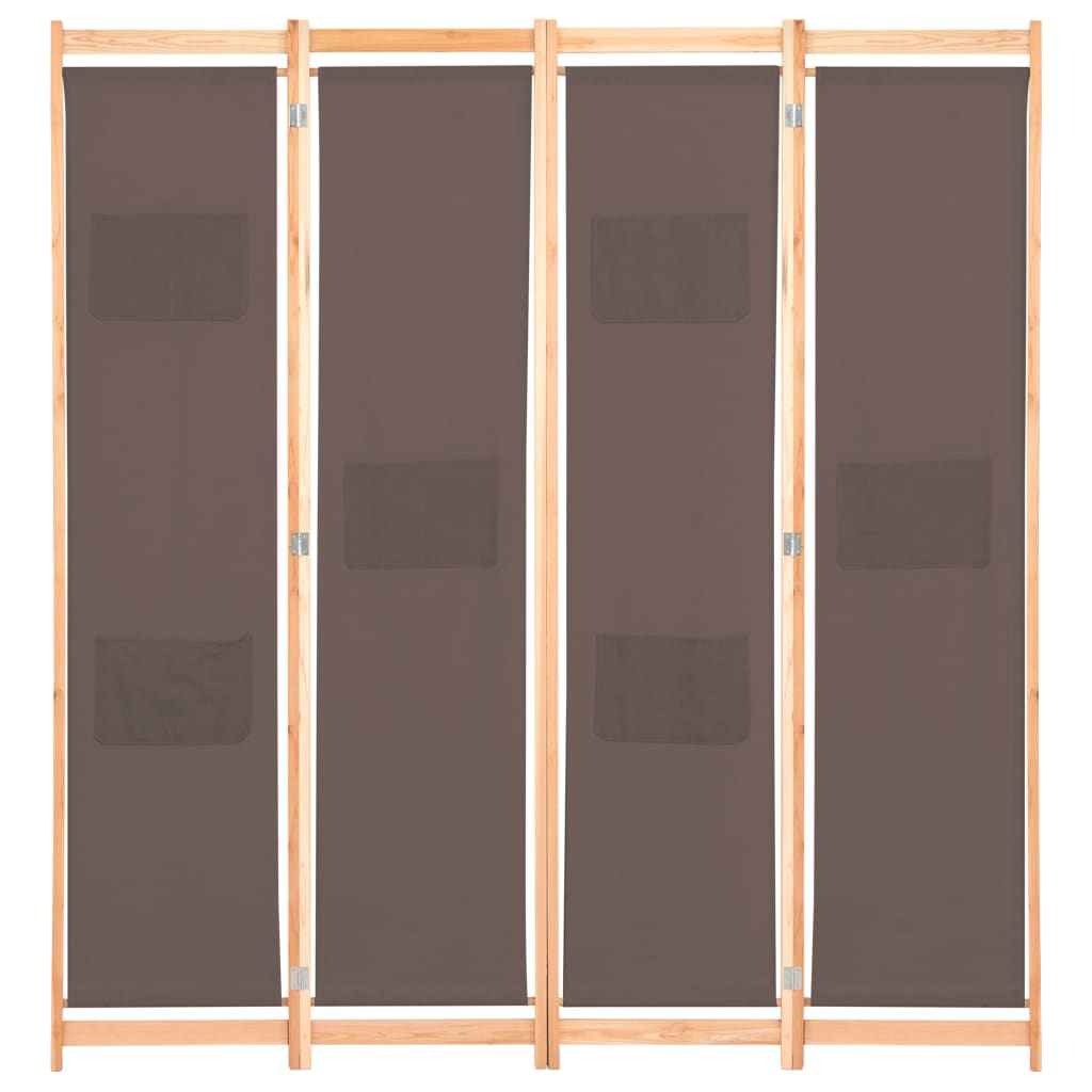vidaXL Rumsavdelare 4 paneler 160x170x4 cm brun tyg
