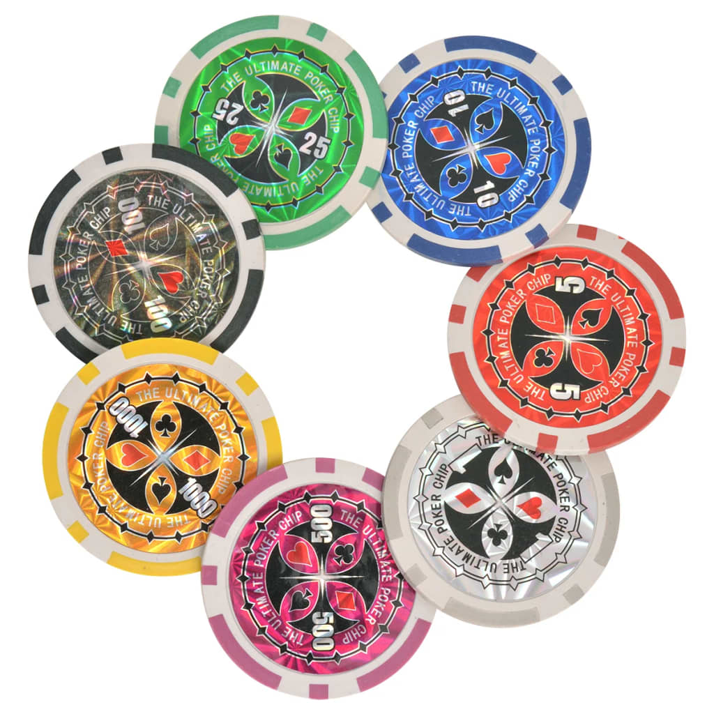 vidaXL Kombinerat poker-/Blackjack-set med 600 lasermarker aluminium
