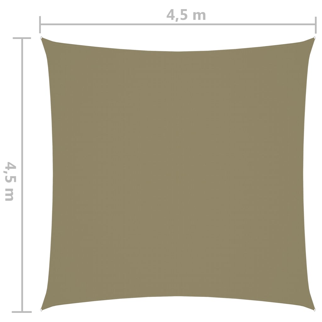 vidaXL Solsegel oxfordtyg fyrkantigt 4,5x4,5 m beige
