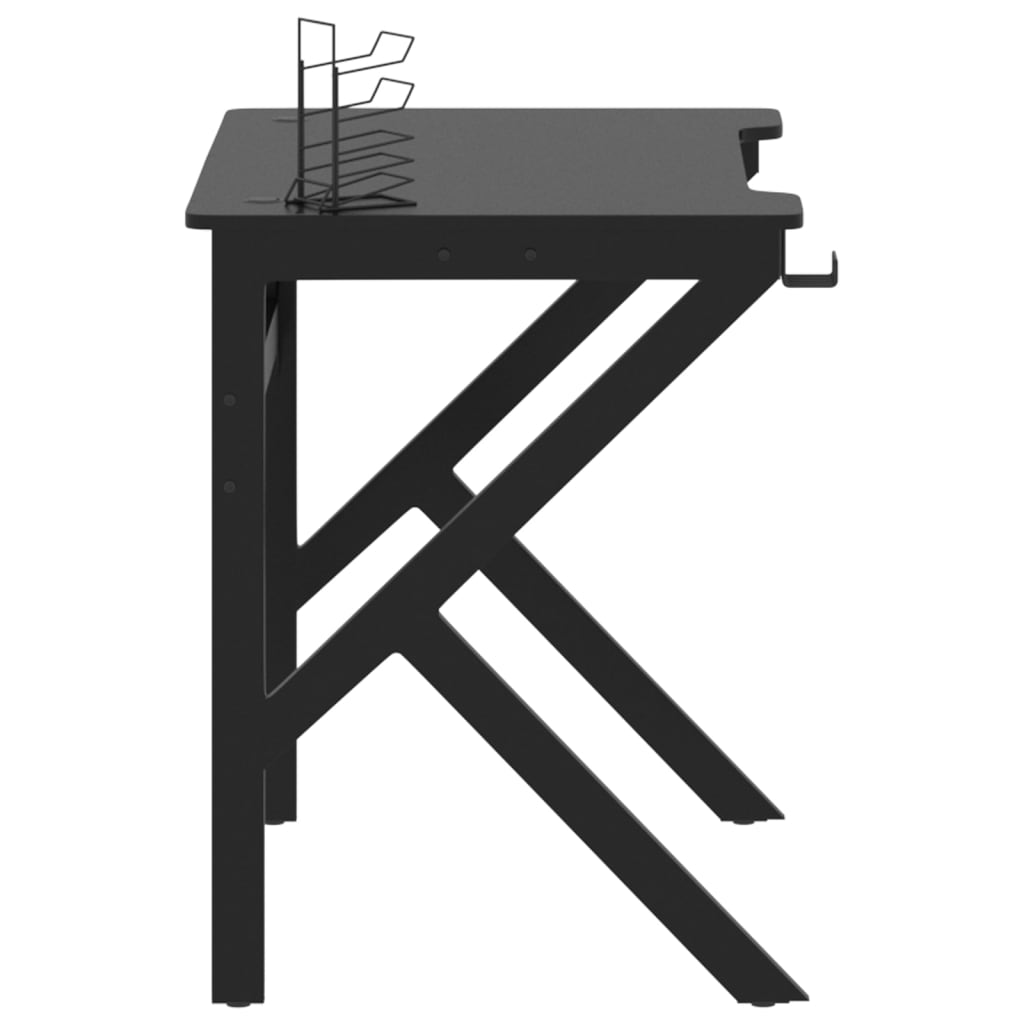 vidaXL Gamingskrivbord med K-formade ben svart 90x60x75 cm