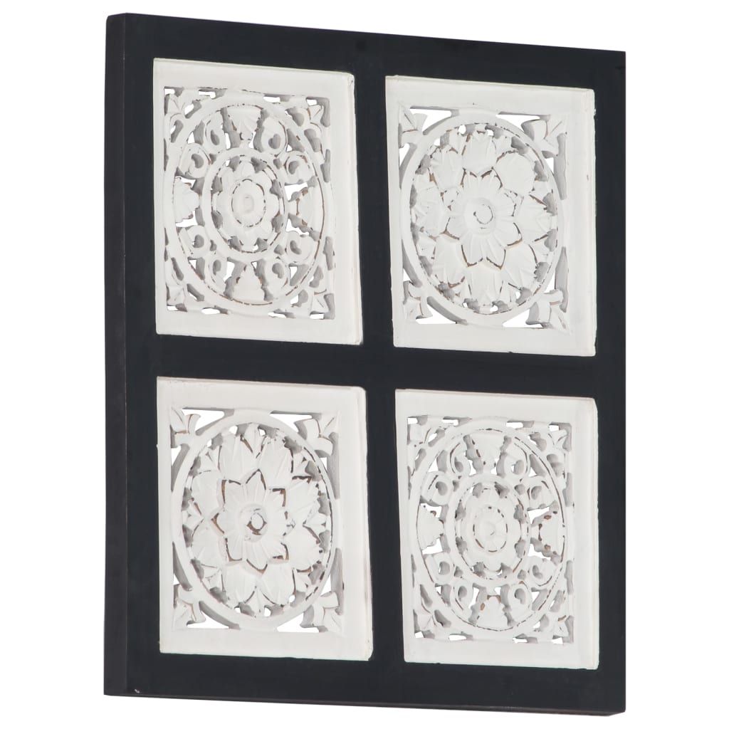 vidaXL Handsnidad väggpanel MDF 40x40x1,5 cm svart och vit