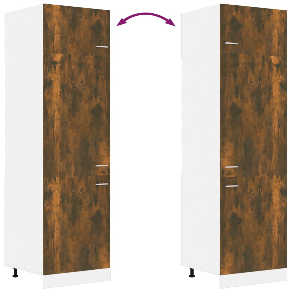 vidaXL Skåp för kylskåp rökfärgad ek 60x57x207 cm konstruerat trä