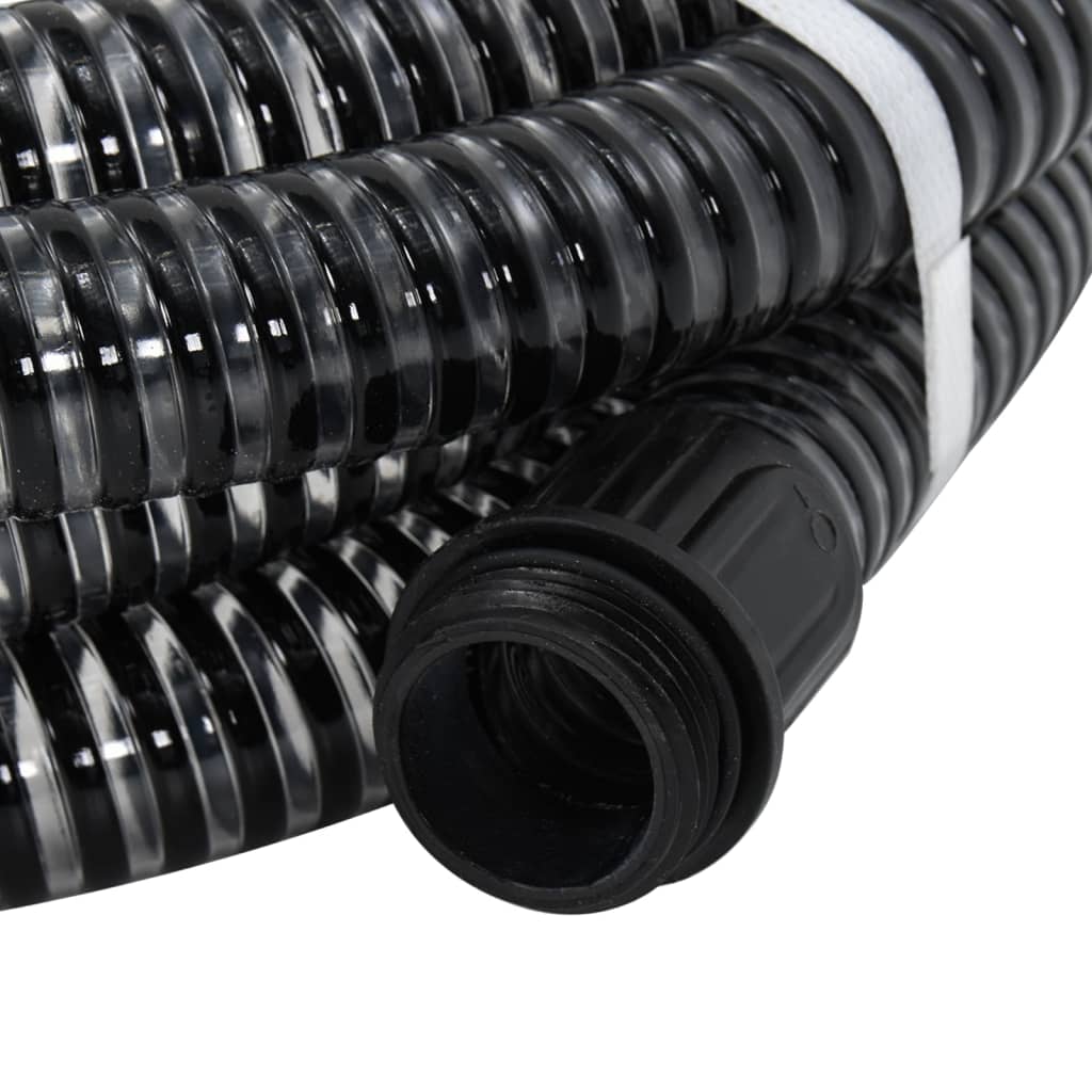 vidaXL Sugslang med kopplingar mässing svart 1,1" 15 m PVC