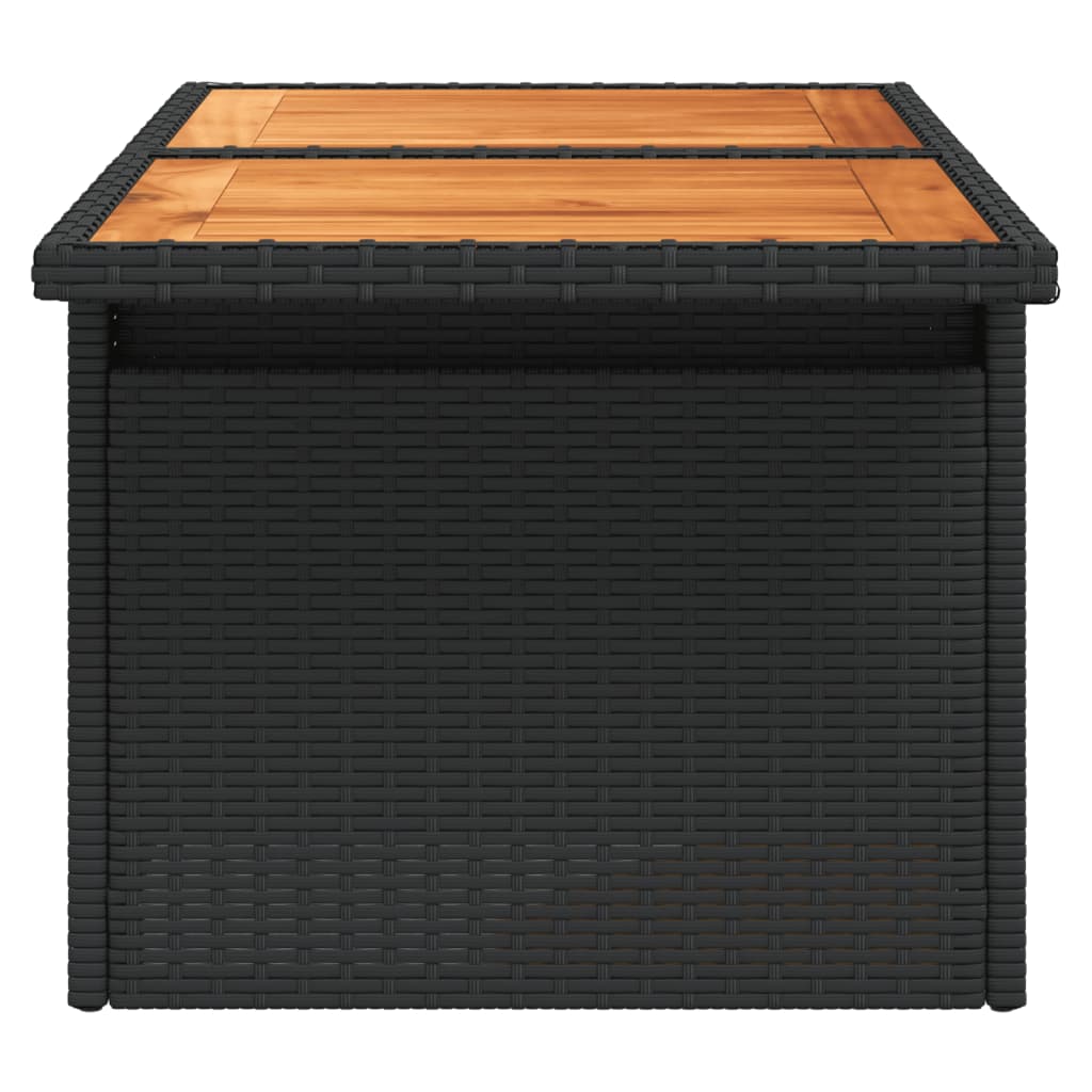 vidaXL Trädgårdsbord svart 100x55x73 cm konstrotting och akaciaträ