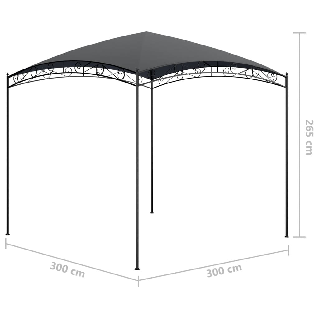 vidaXL Paviljong 3x3x2,65 m antracit 180 g/m²