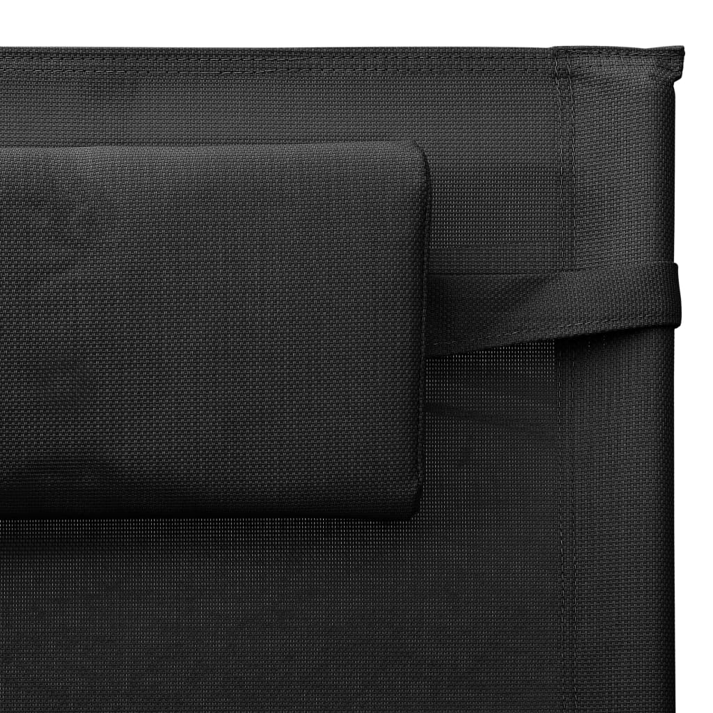 vidaXL Solstolar 2 st textilen svart och grå