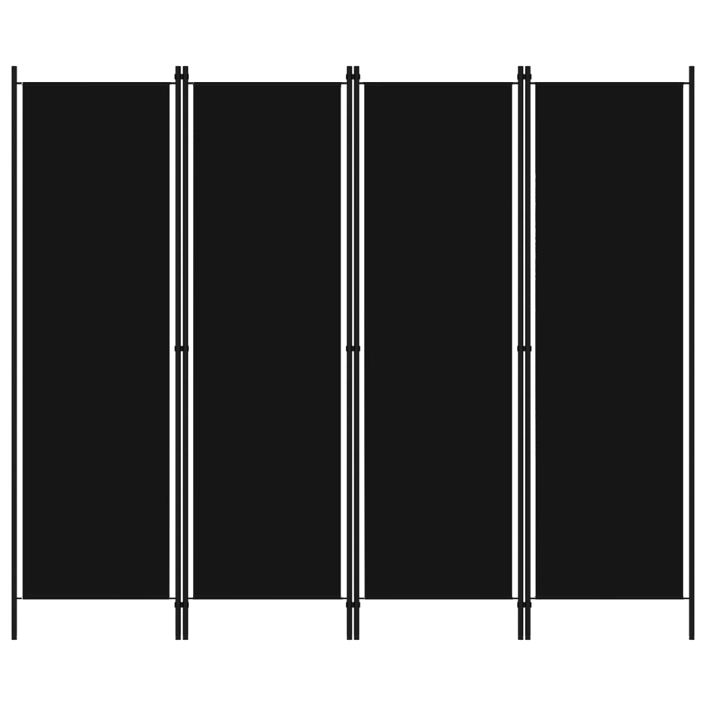 vidaXL Rumsavdelare 4 paneler svart 200x180 cm