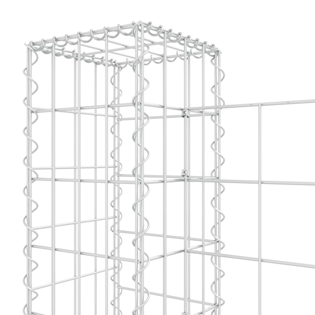 vidaXL U-formad gabionkorg med 3 stolpar järn 260x20x100 cm