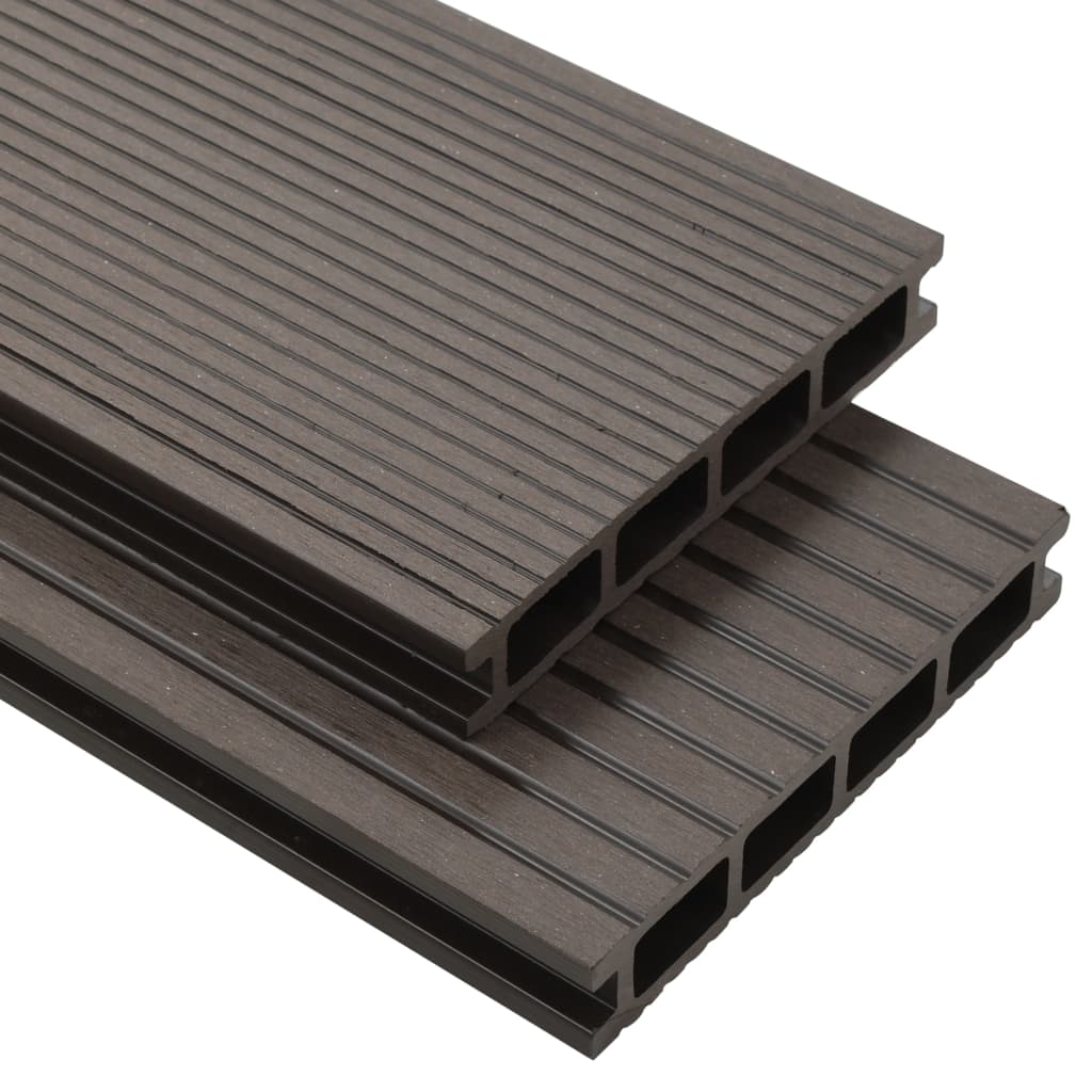 vidaXL WPC ihåliga golvplattor med tillbehör 16 m² 2,2 m mörkbrun