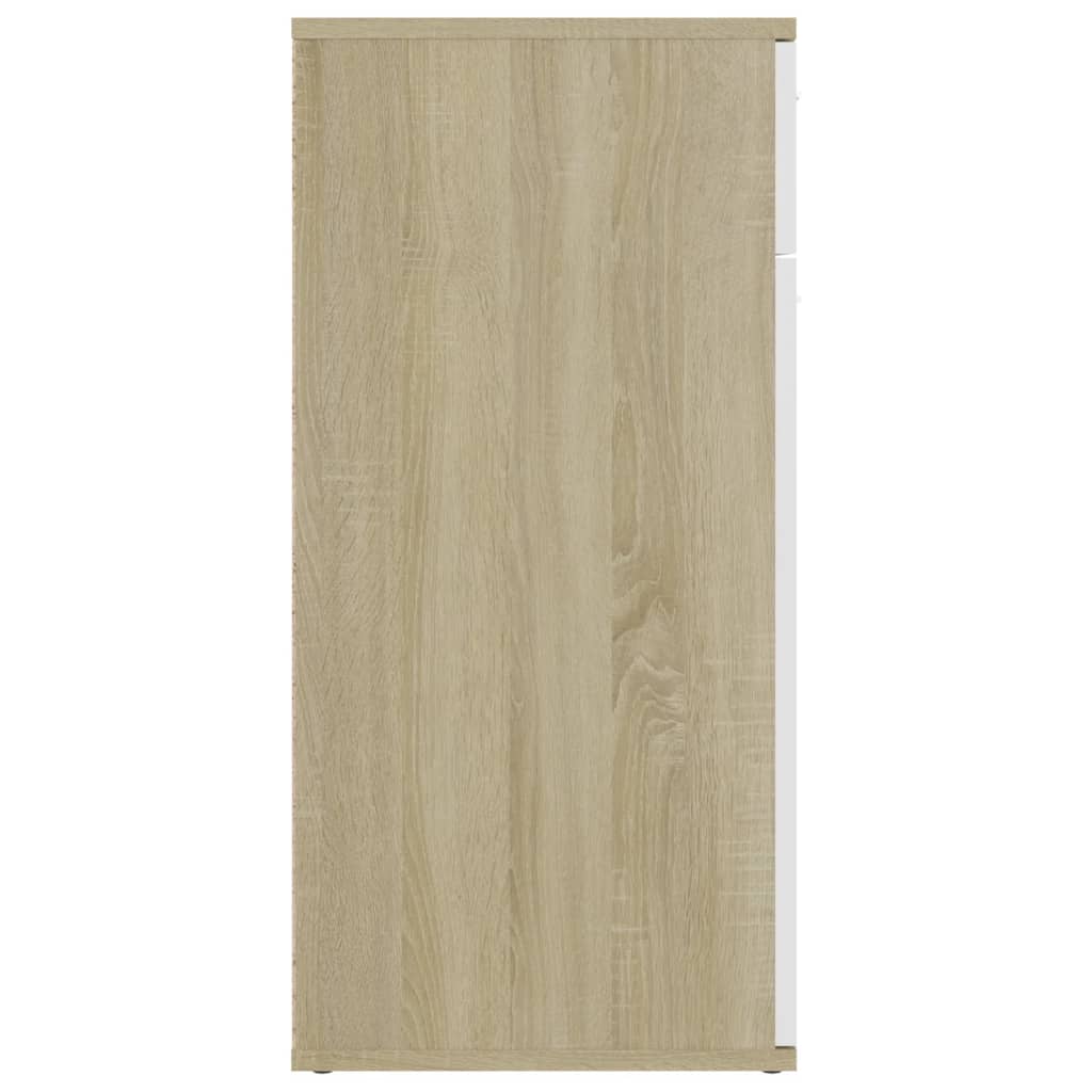 vidaXL Skänk vit och sonoma-ek 80x36x75 cm konstruerat trä