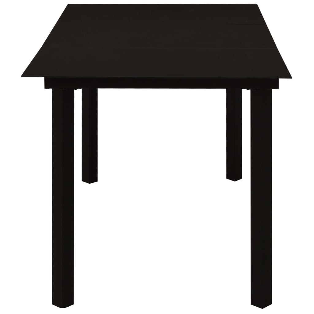 vidaXL Trädgårdsbord svart 150x80x74 cm stål och glas